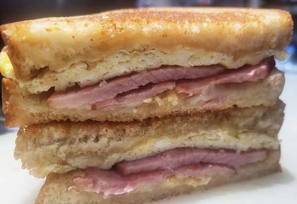 ham and cheese in a toasted sandwich
